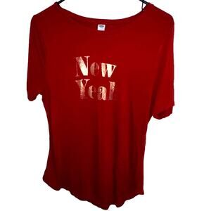 Old Navy Women’s Graphic T-Shirt Womens Red Short Sleeve “New Yeah” New Years M
